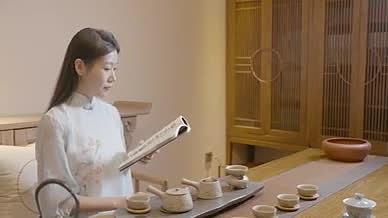 4K恬静女孩读书古籍品茶视频的预览图